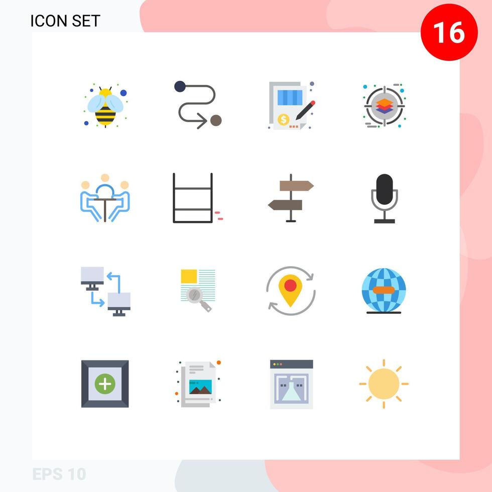 16 Flat Color concept for Websites Mobile and Apps conference business document product deployment Editable Pack of Creative Vector Design Elements