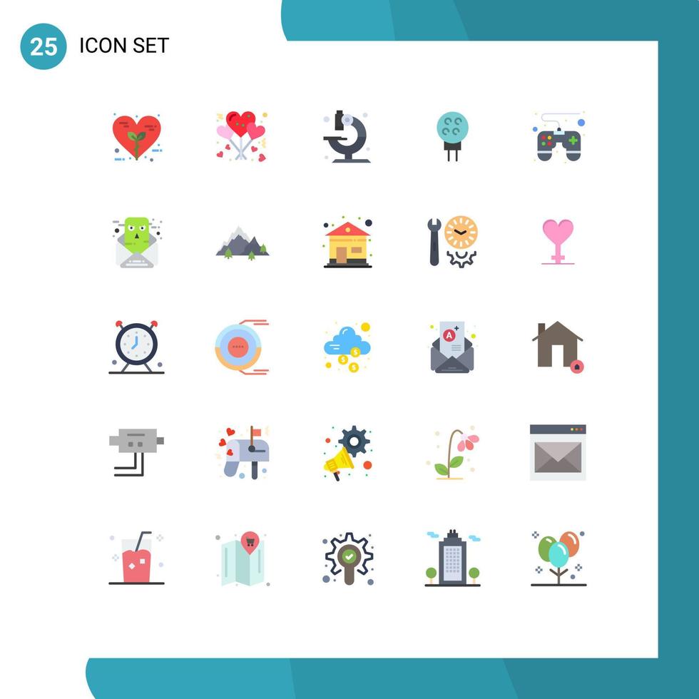 Set of 25 Modern UI Icons Symbols Signs for control pad baseball romance ball science Editable Vector Design Elements