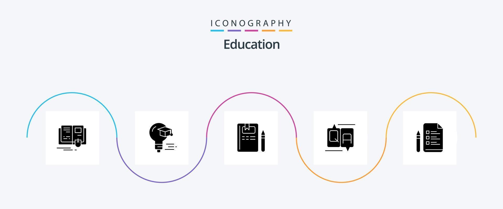 Education Glyph 5 Icon Pack Including education. message. book. education. chat vector