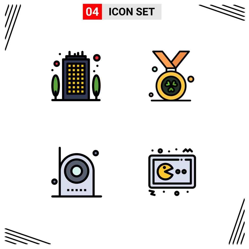 Pictogram Set of 4 Simple Filledline Flat Colors of building electric destination ireland equipment Editable Vector Design Elements