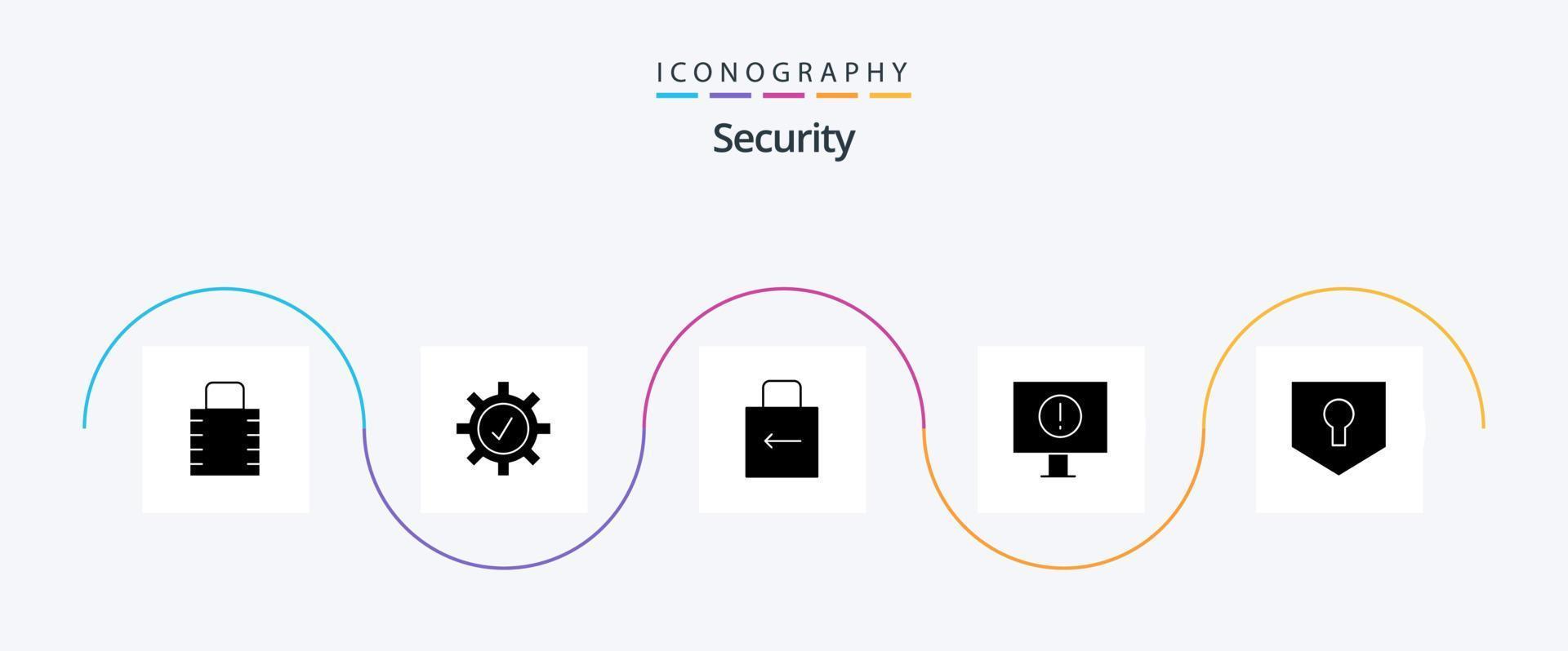 Security Glyph 5 Icon Pack Including shield. protect. key. key. error vector