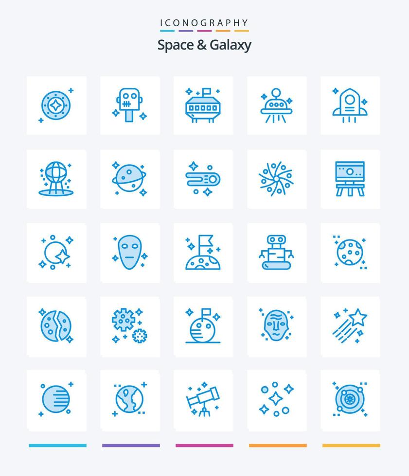 Creative Space And Galaxy 25 Blue icon pack  Such As space. astronomy. robot. space. astronomy vector