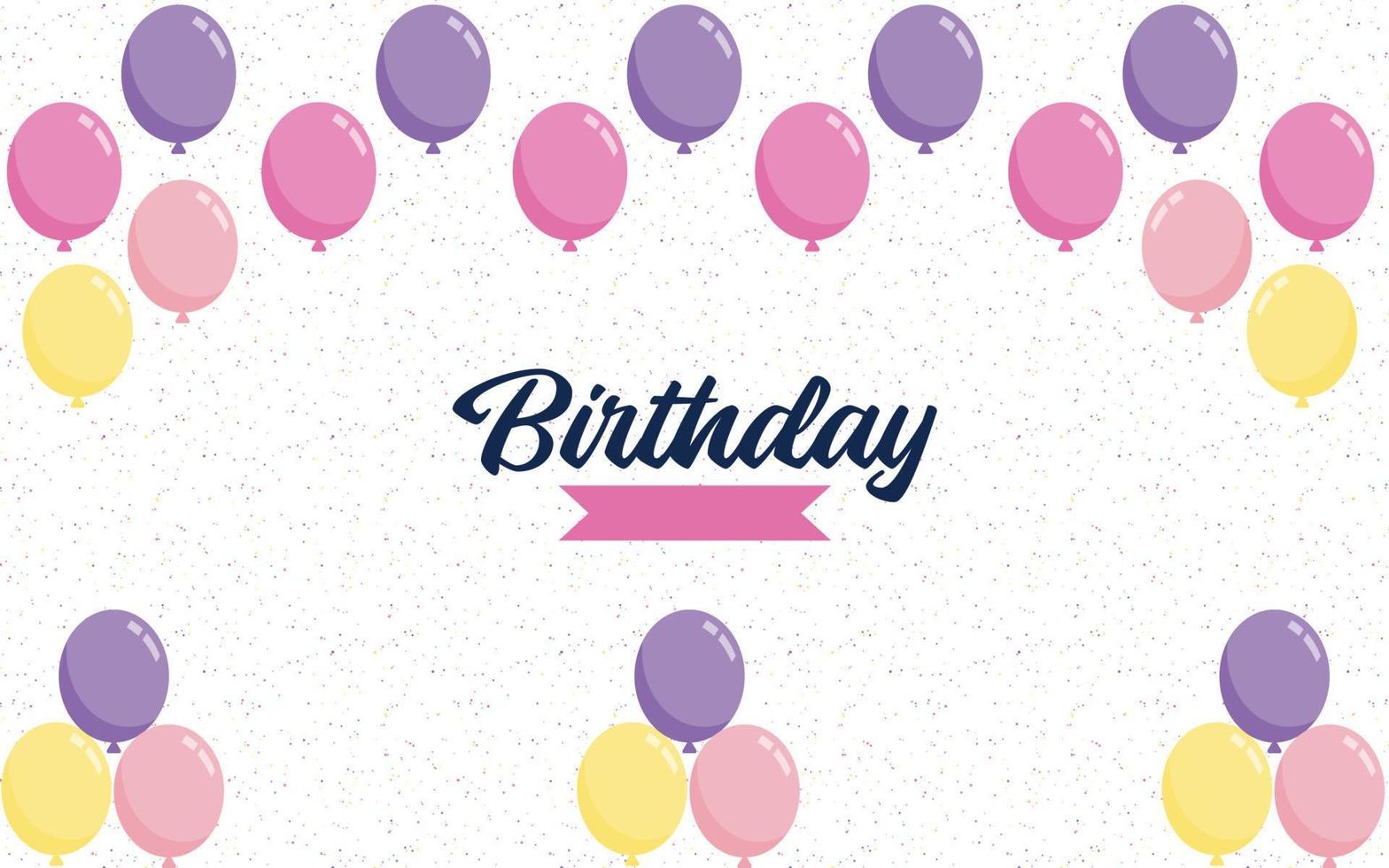 Happy Birthday lettering text banner with balloon Background vector