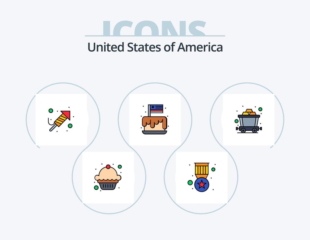 Usa Line Filled Icon Pack 5 Icon Design. day. religion. beer. fire work. camping vector