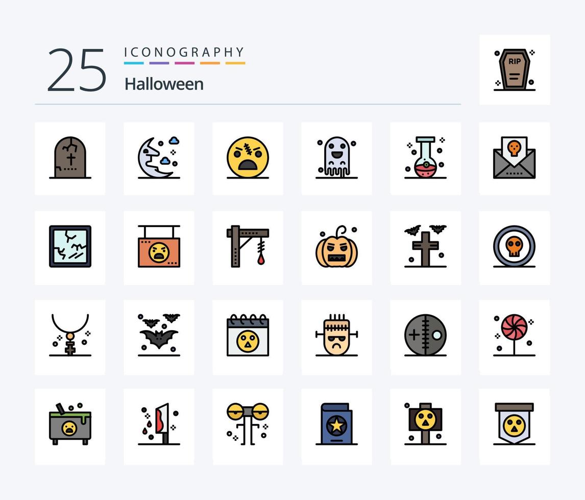 Halloween 25 Line Filled icon pack including scary. halloween. sky. ghost. spooky vector