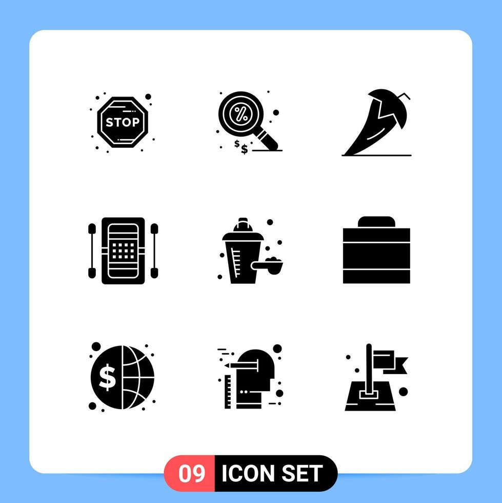 Solid Glyph Pack of 9 Universal Symbols of additive game food boat activities Editable Vector Design Elements