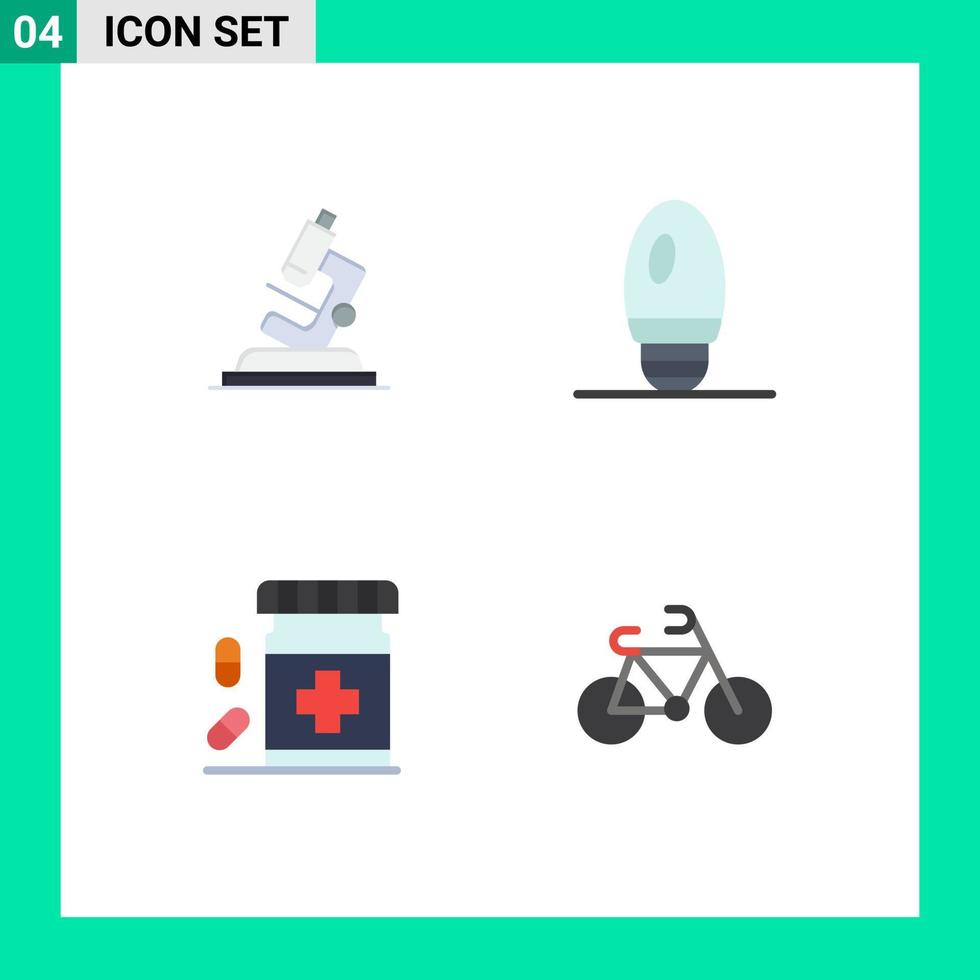 Stock Vector Icon Pack of 4 Line Signs and Symbols for lab drugs zoom lamp form Editable Vector Design Elements