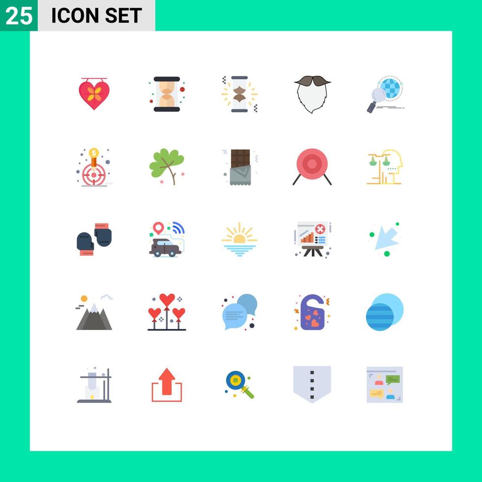 Universal Icon Symbols Group of 25 Modern Flat Colors of magnifier global loading men movember Editable Vector Design Elements