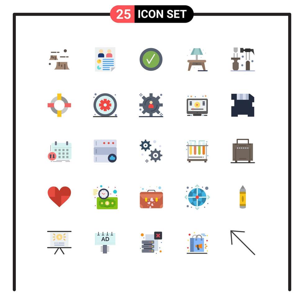 25 Creative Icons Modern Signs and Symbols of hammer lump report living tick Editable Vector Design Elements