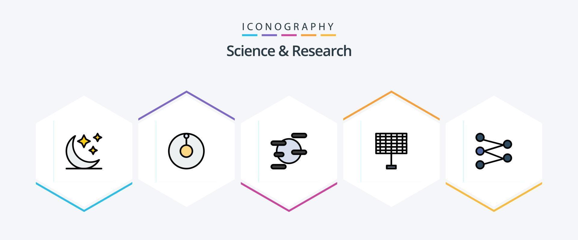 paquete de íconos de ciencia 25 de línea completa que incluye . batería. . ciencia vector