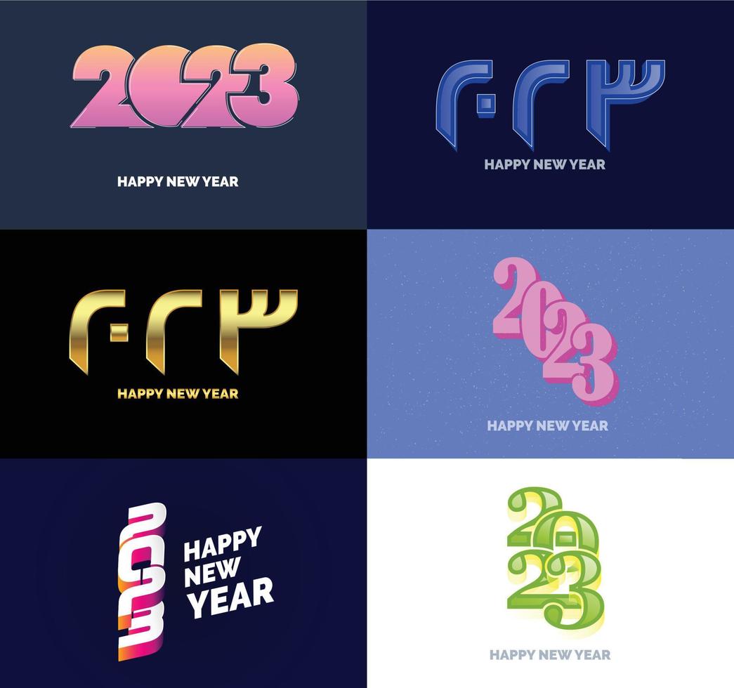 Big Set of 2023 Happy New Year logo text design 2023 number design template vector