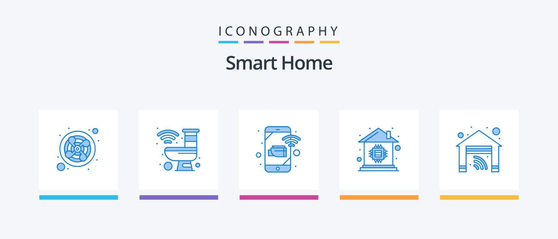 Smart Home Blue 5 Icon Pack Including microchip. home automation. smart. chip. record. Creative Icons Design vector