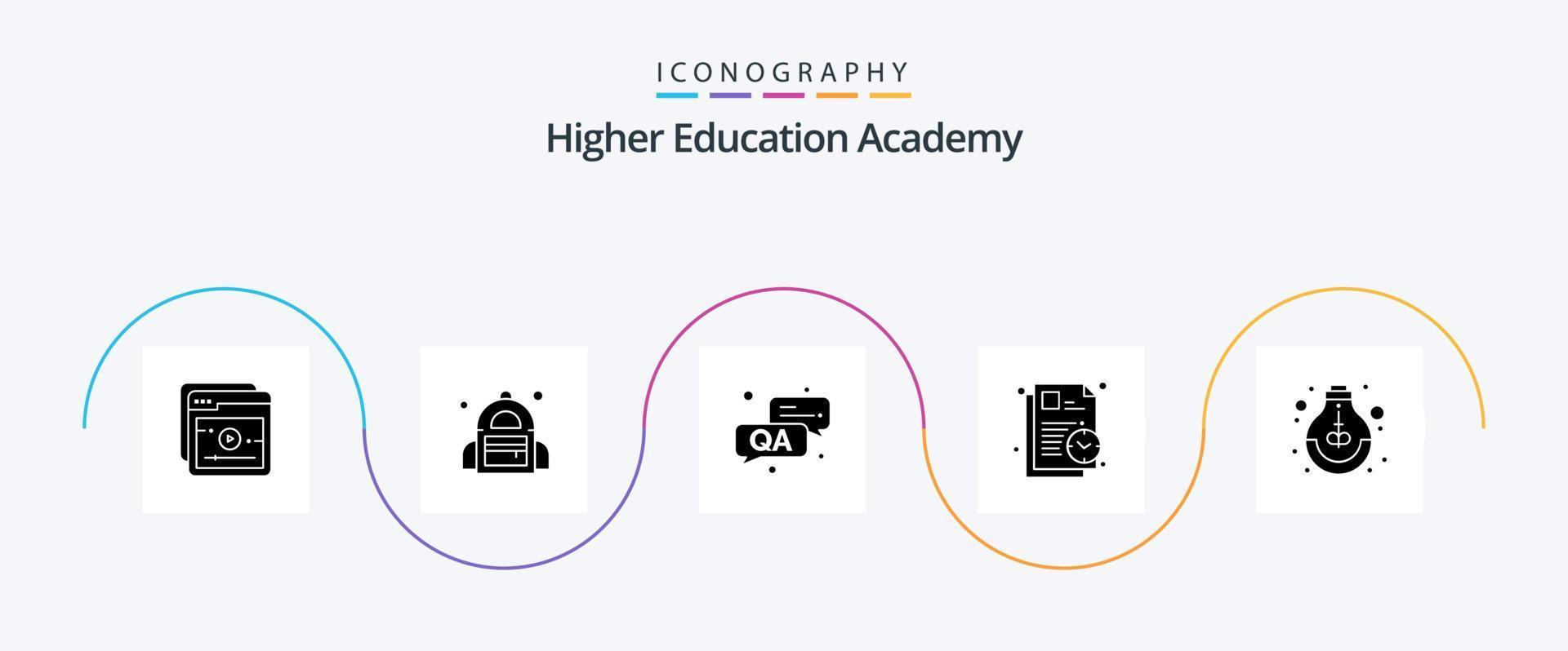 Academy Glyph 5 Icon Pack Including study. idea. question. growth. time vector