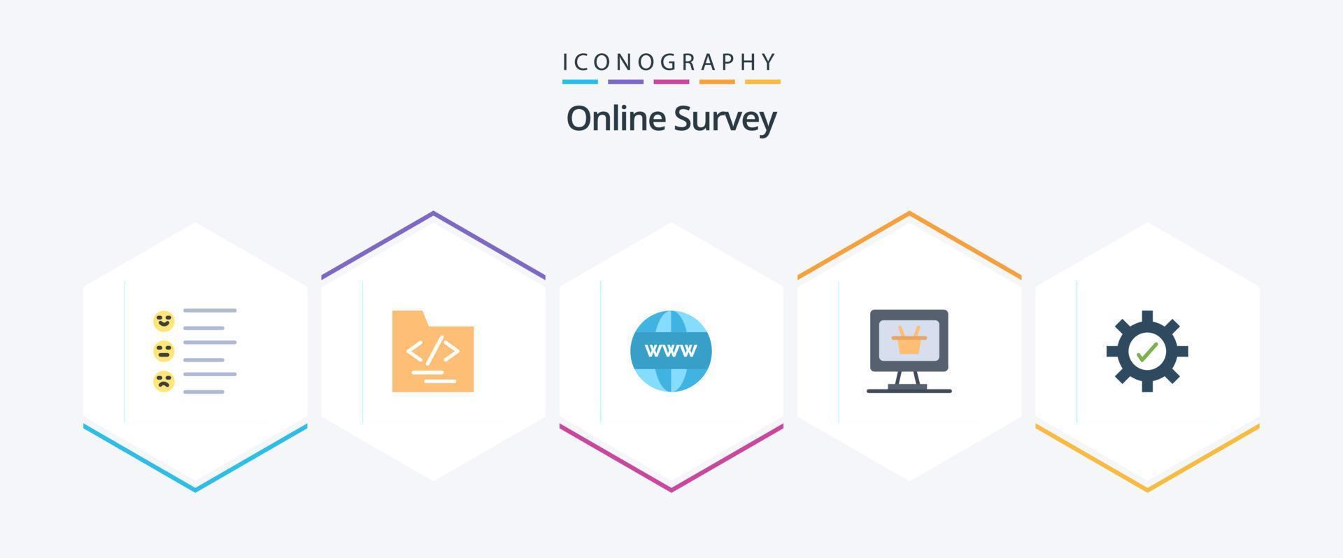 Online Survey 25 Flat icon pack including . setting. online. gear. business vector