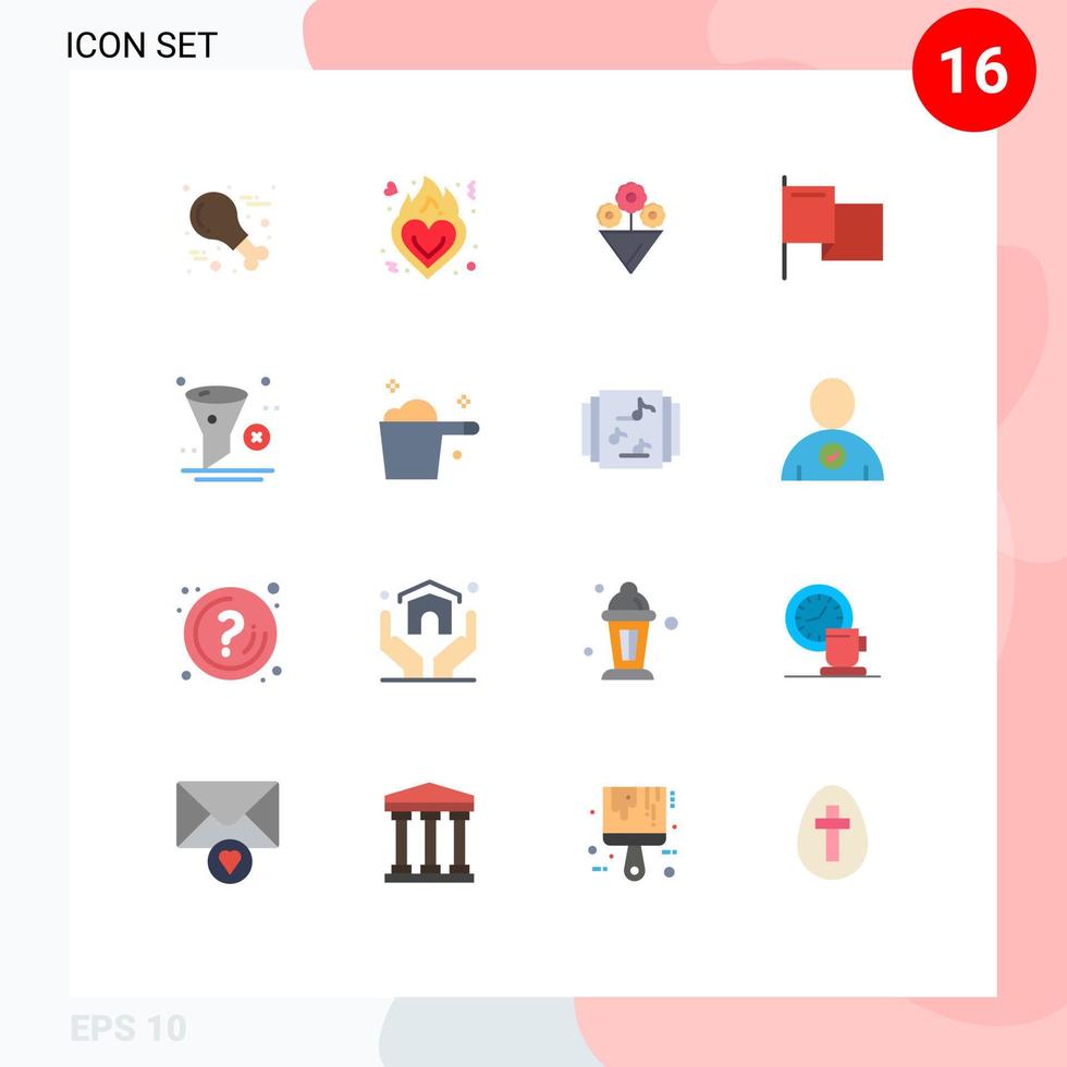 paquete de iconos de vector de stock de 16 signos y símbolos de línea para marca de desarrollo de flor de filtro de basura paquete editable de elementos creativos de diseño de vector