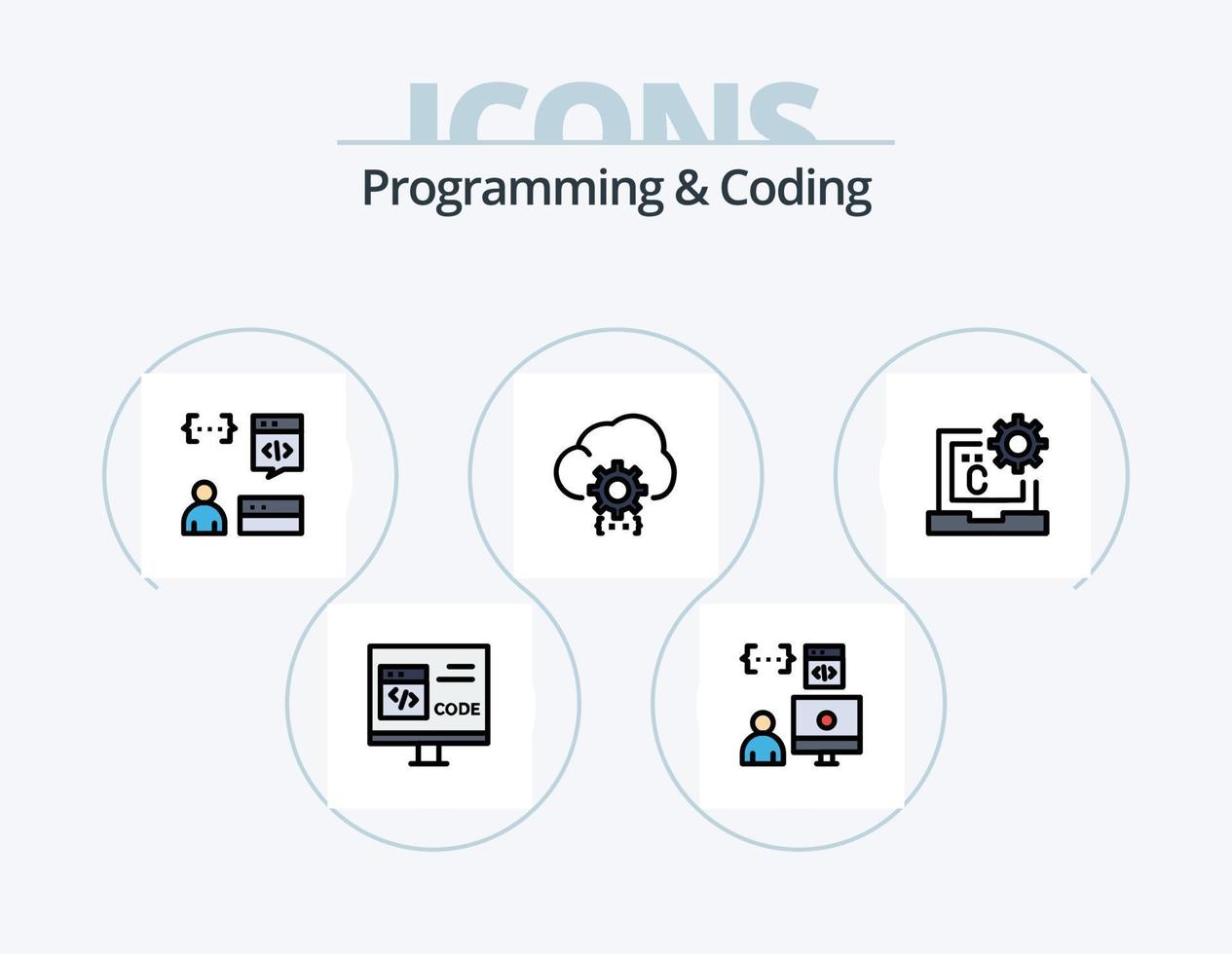 Programming And Coding Line Filled Icon Pack 5 Icon Design. . . develop. js. develop vector