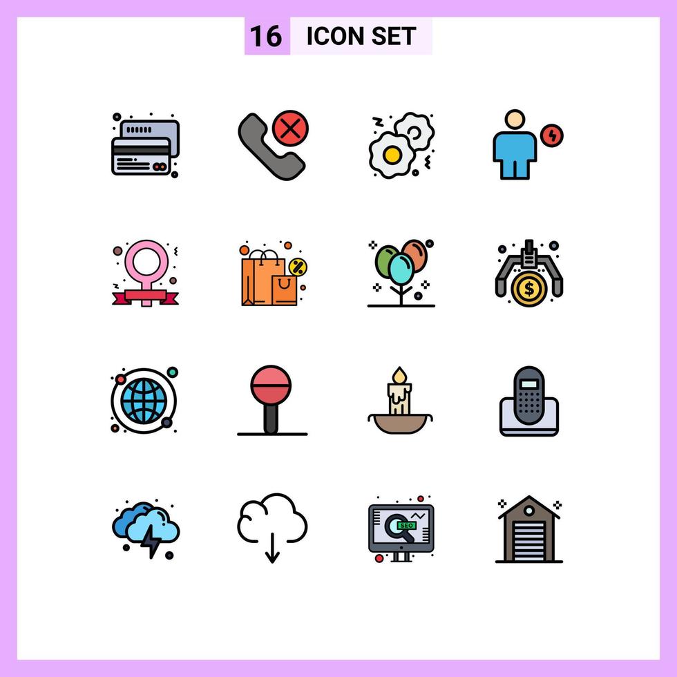 Set of 16 Modern UI Icons Symbols Signs for banner energy remove electricity avatar Editable Creative Vector Design Elements