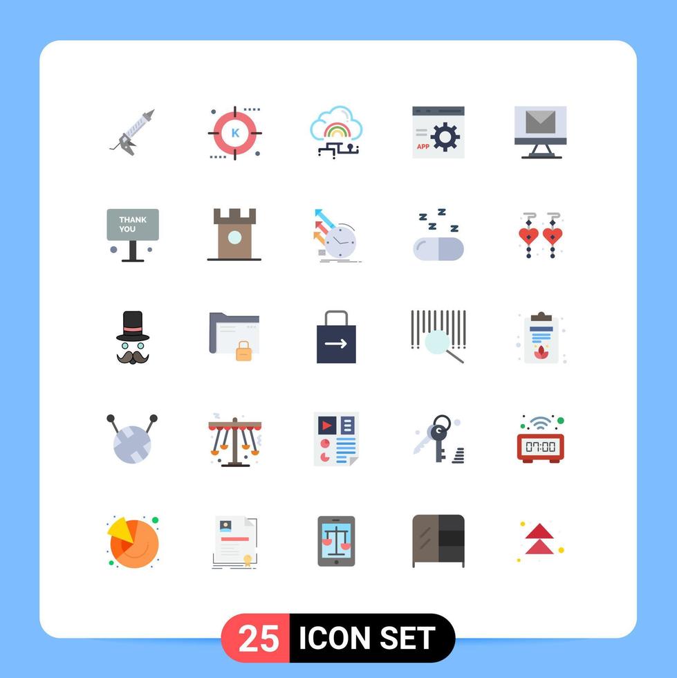 25 colores planos universales establecidos para aplicaciones web y móviles desarrollan elementos de diseño vectorial editables de enlace de datos de optimización del navegador vector