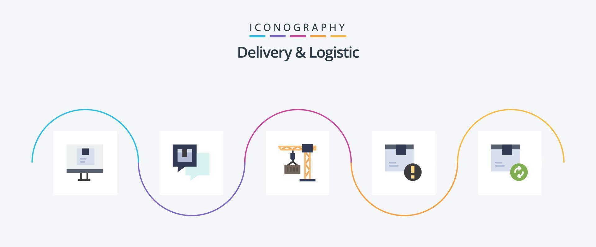 Delivery And Logistic Flat 5 Icon Pack Including delivery. attention. message. delivery vector