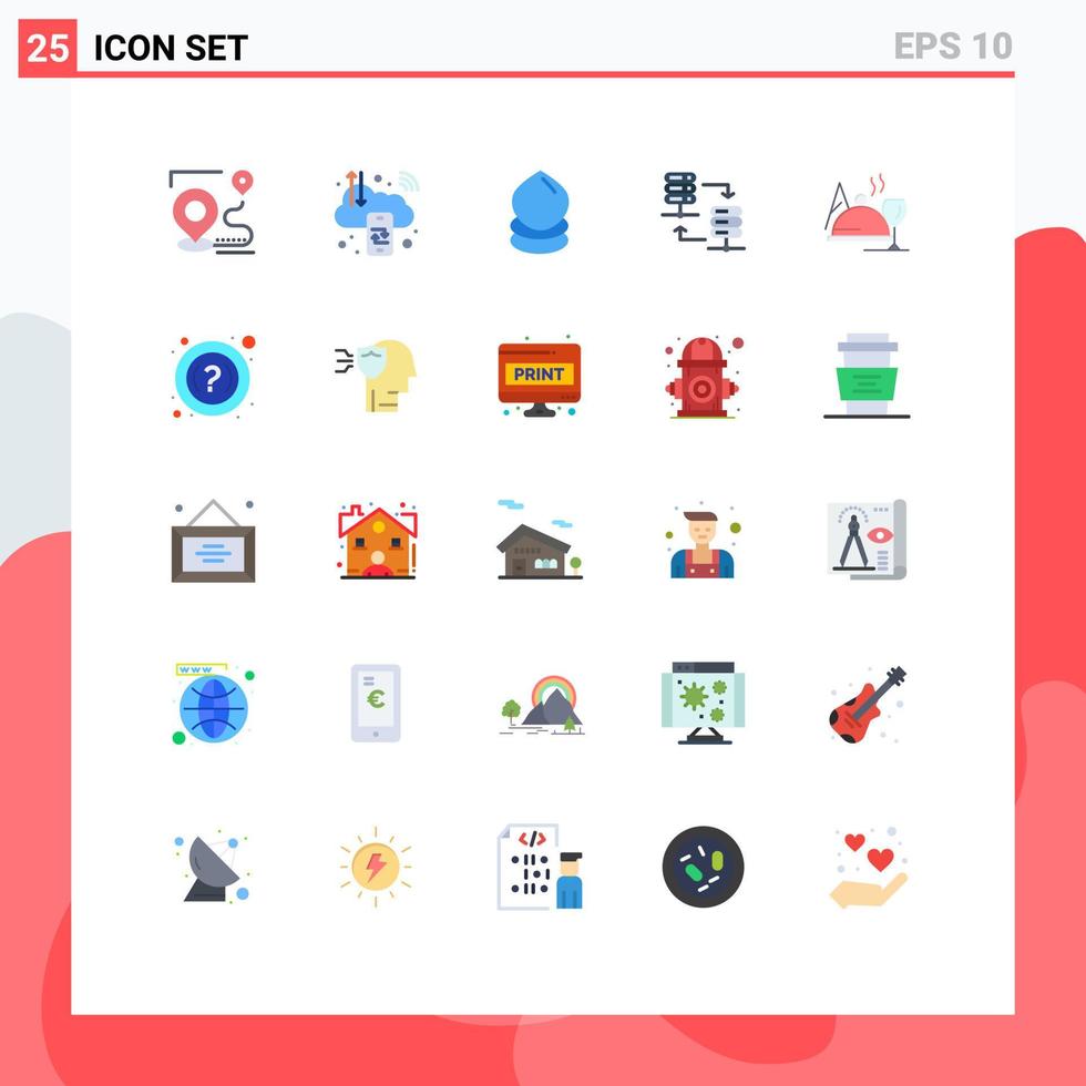 25 concepto de color plano para sitios web móviles y aplicaciones compartir servidor hosting c servidor digital ecología elementos de diseño vectorial editables vector