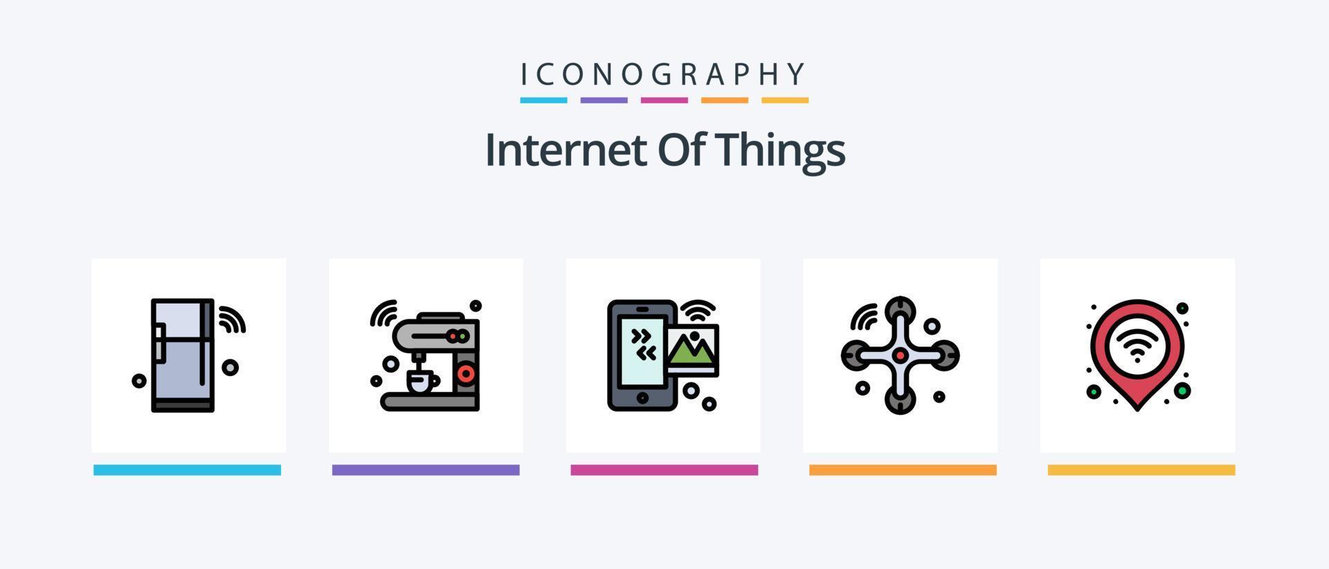 La línea de internet de las cosas llenó el paquete de 5 íconos que incluye iot. juegos. global. Wifi. Internet de las Cosas. diseño de iconos creativos vector