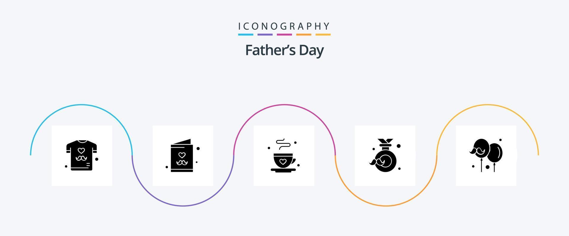 Fathers Day Glyph 5 Icon Pack Including balloon. fathers day. coffee. father. badge vector