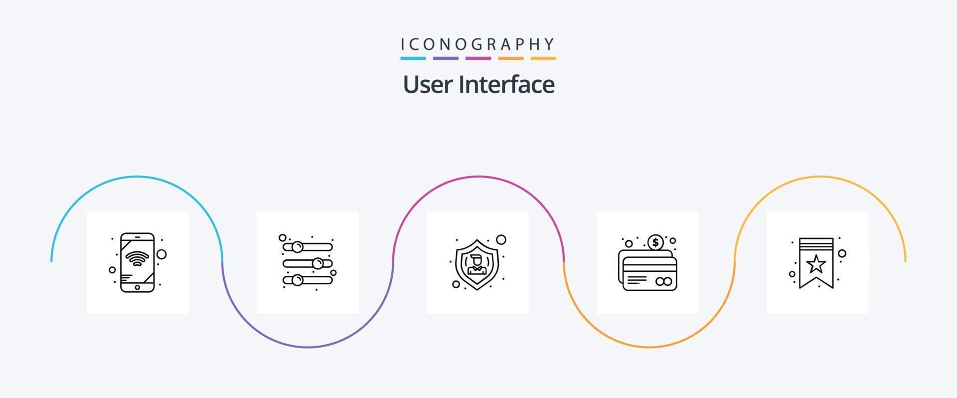 User Interface Line 5 Icon Pack Including bookmark. card. banking. user vector