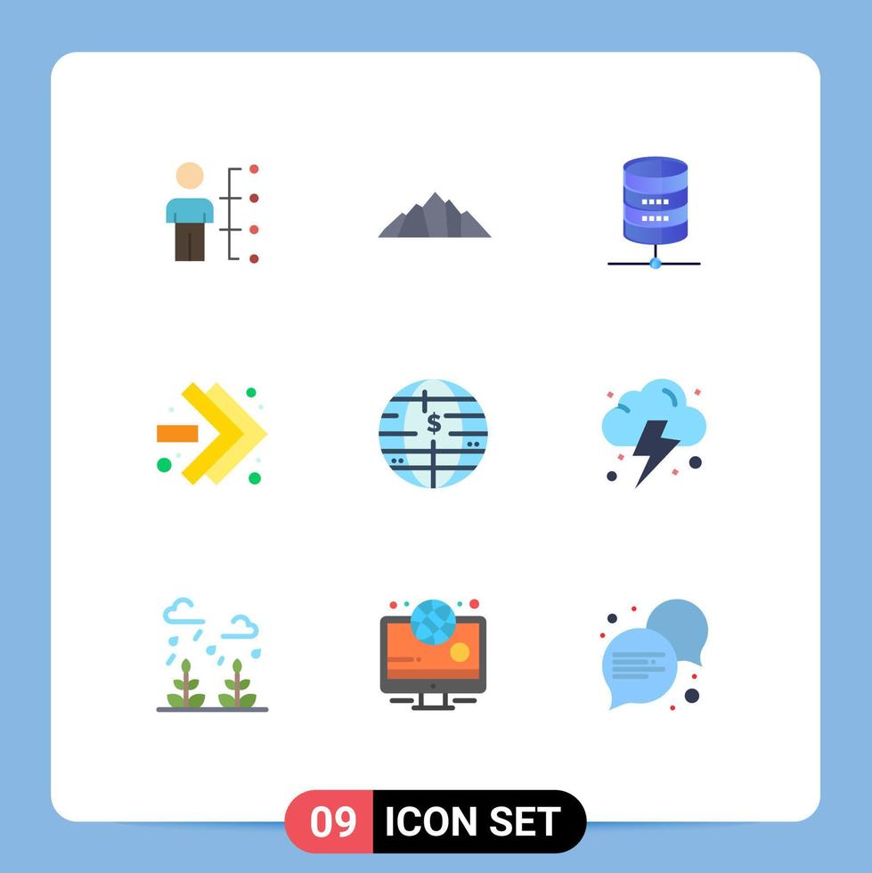 Modern Set of 9 Flat Colors and symbols such as right arrows nature computing server Editable Vector Design Elements