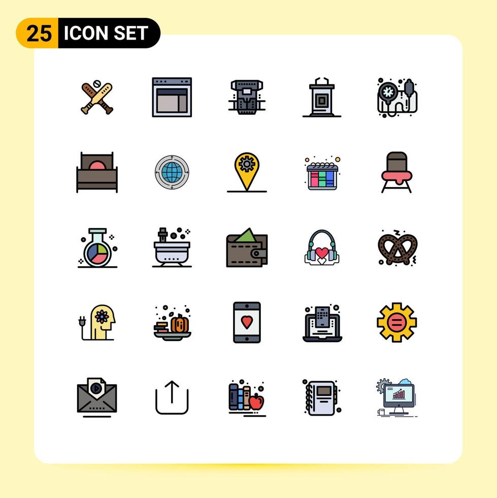 Set of 25 Modern UI Icons Symbols Signs for professor conference website desk cryonics Editable Vector Design Elements