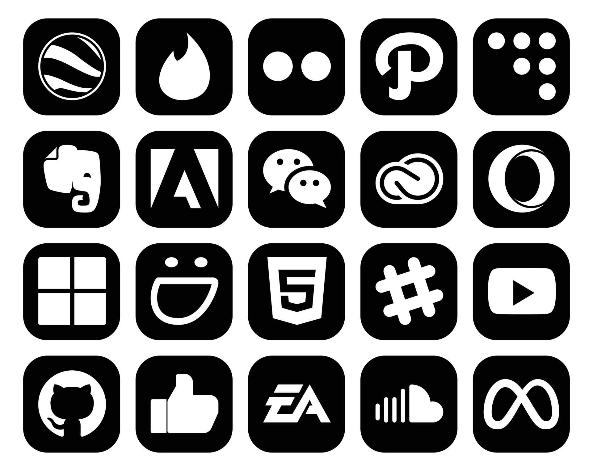 20 Social Media Icon Pack Including chat html messenger smugmug opera ...