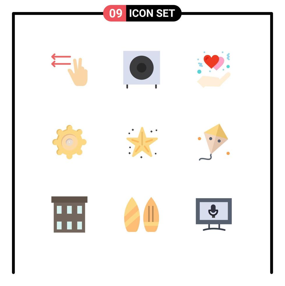 Universal Icon Symbols Group of 9 Modern Flat Colors of star ocean protect beach setting Editable Vector Design Elements