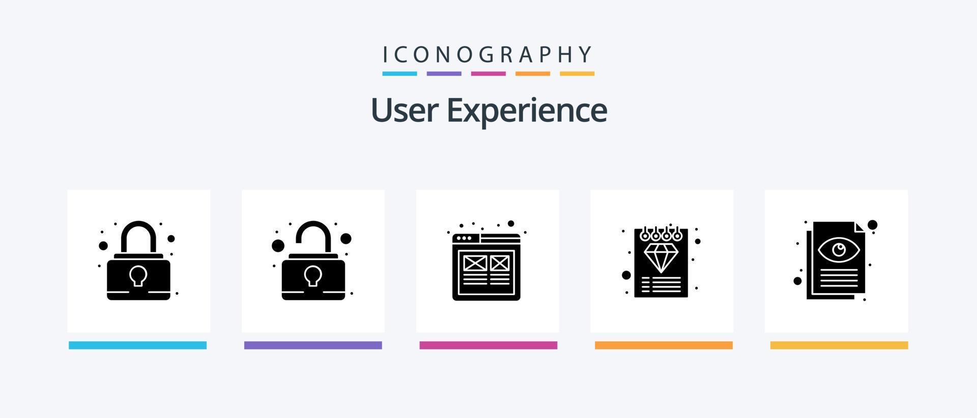 User Experience Glyph 5 Icon Pack Including eye. document. layout. premium. diamond. Creative Icons Design vector