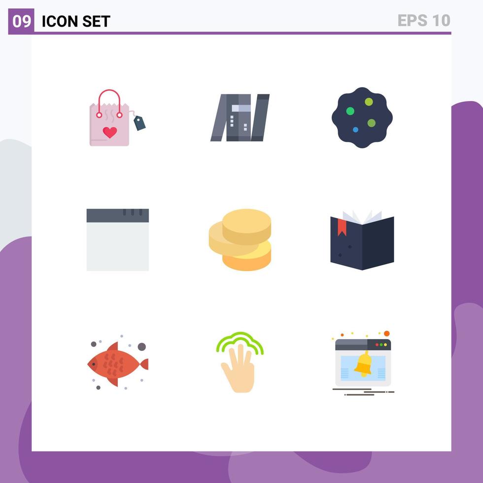 9 Thematic Vector Flat Colors and Editable Symbols of money cash military windows zoom Editable Vector Design Elements