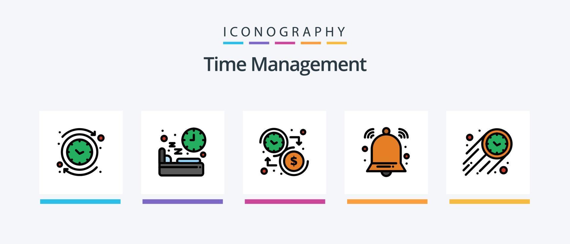 Time Management Line Filled 5 Icon Pack Including watch. application. display. app. time. Creative Icons Design vector