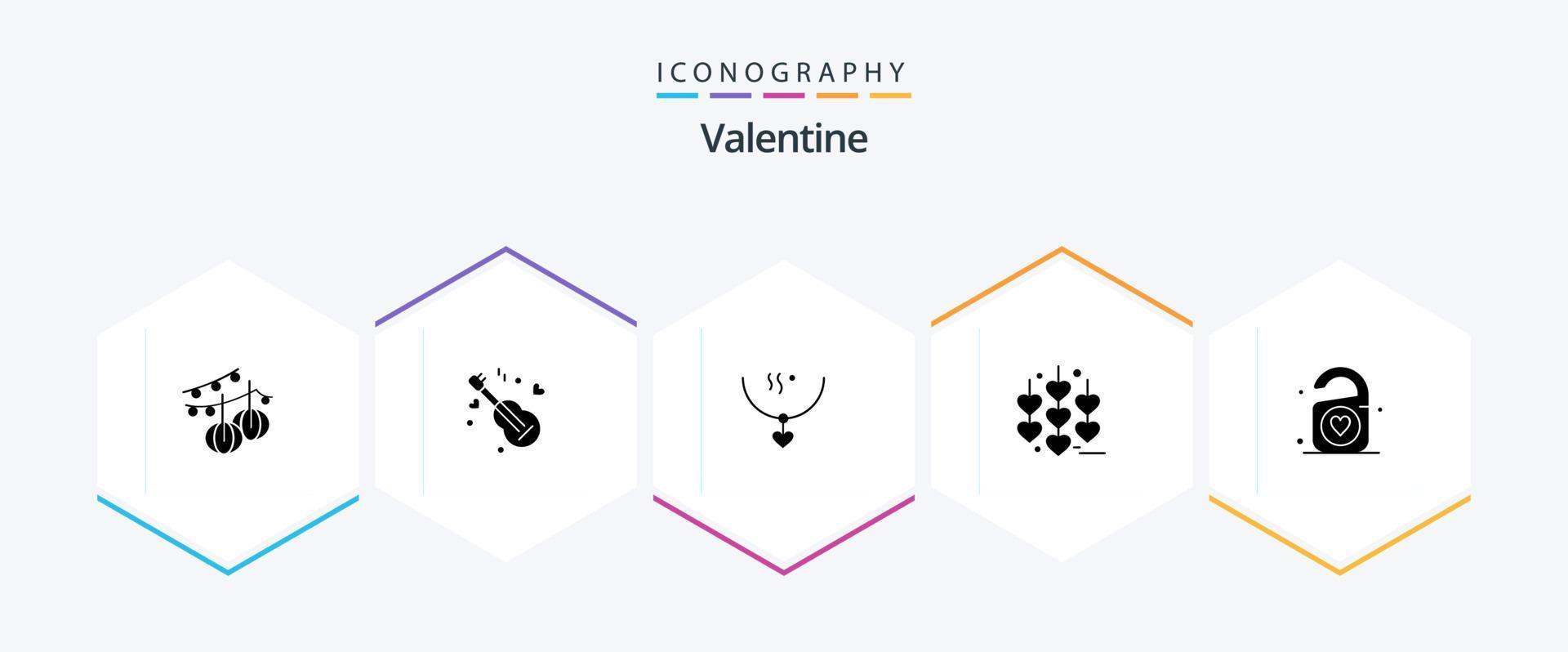 Valentine 25 Glyph icon pack including love. love. guitar. day. valentine vector
