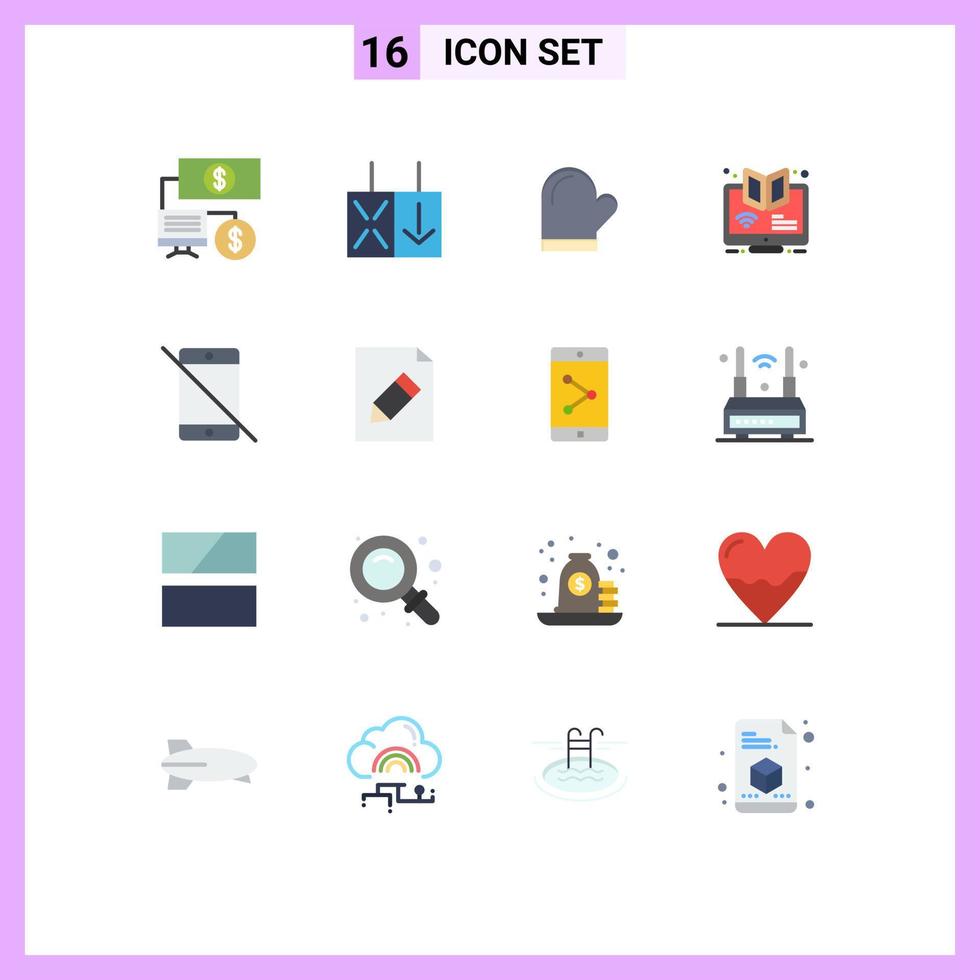 Modern Set of 16 Flat Colors and symbols such as allowed online gloves webinar e Editable Pack of Creative Vector Design Elements