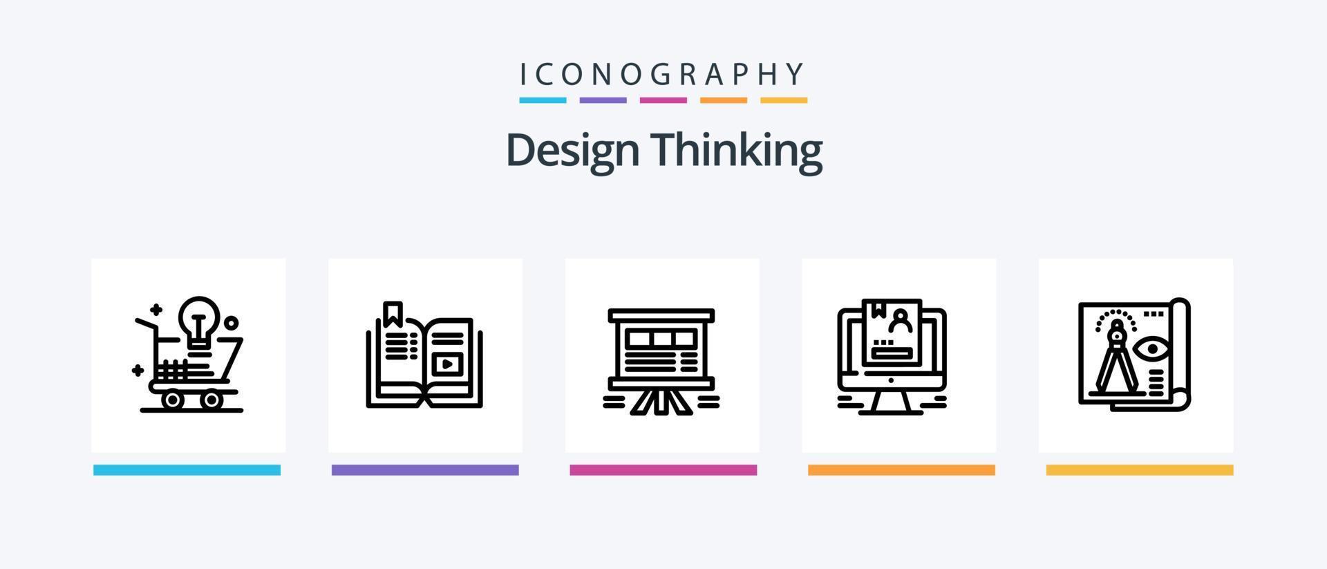 paquete de iconos de línea 5 de pensamiento de diseño que incluye más. documento. diseño. adjunto. Email. diseño de iconos creativos vector