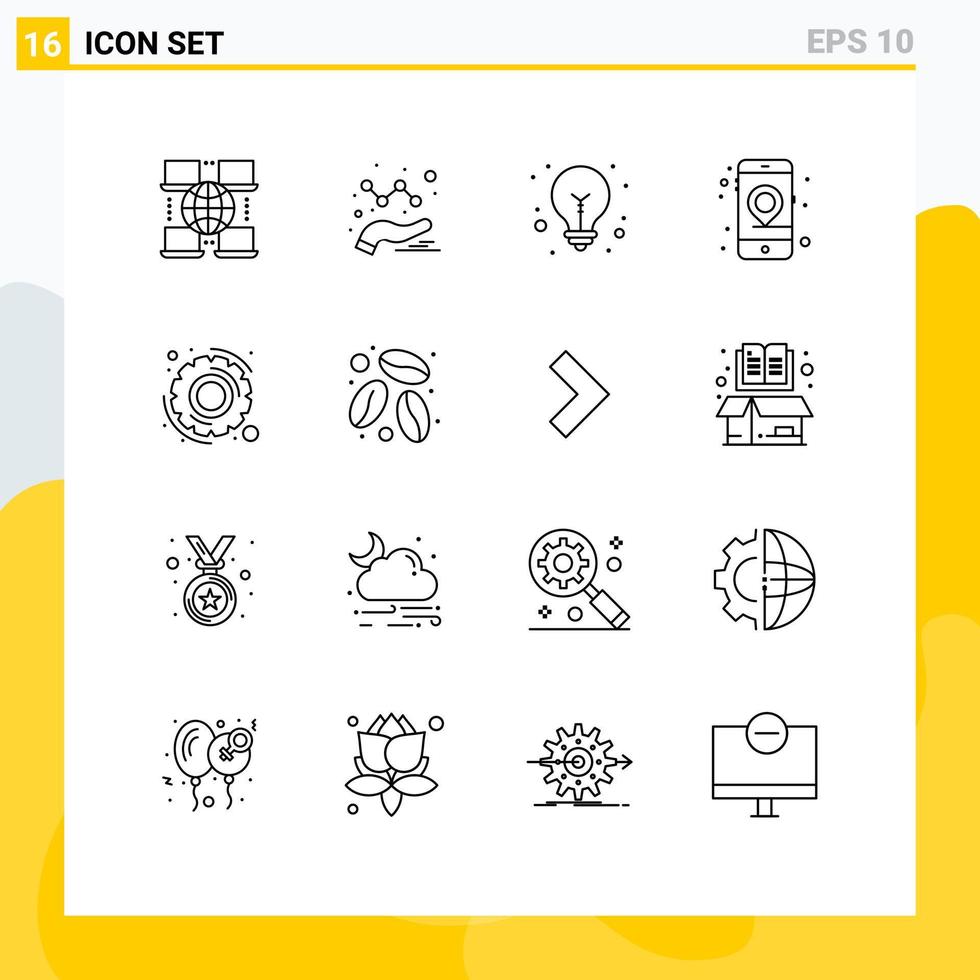 Modern Set of 16 Outlines and symbols such as coffee settings tips options seo Editable Vector Design Elements