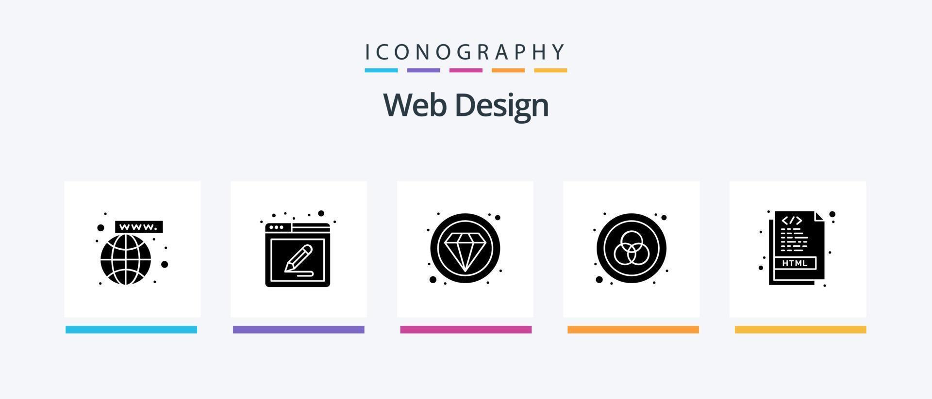 Web Design Glyph 5 Icon Pack Including . coding. expensive. html. web. Creative Icons Design vector