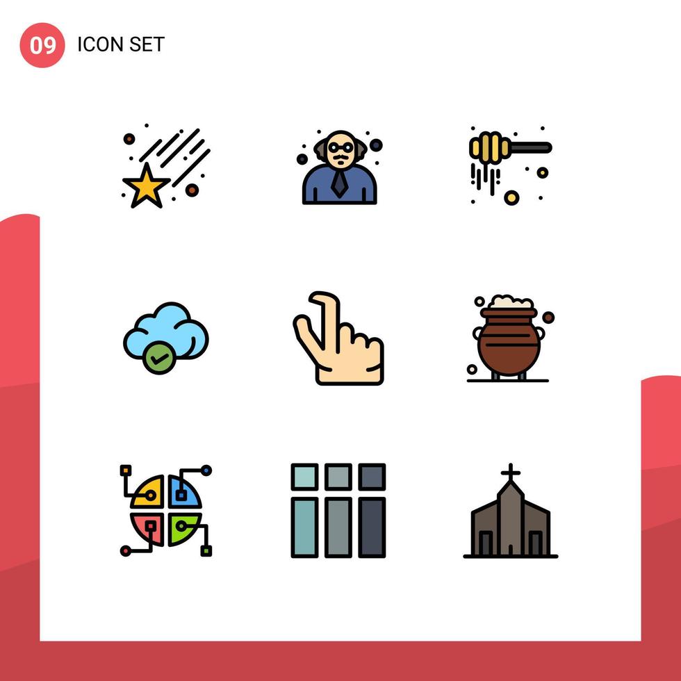 9 Universal Filledline Flat Colors Set for Web and Mobile Applications fortune pinch honey dipper out storage Editable Vector Design Elements