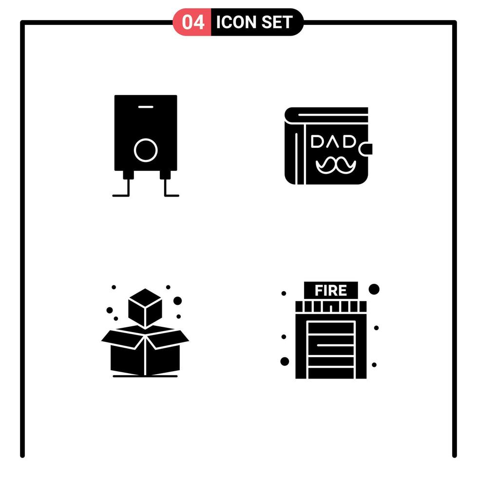 4 glifos sólidos vectoriales temáticos y símbolos editables de elementos de diseño vectorial editables para el hogar del día del padre de la cartera de la caja de la caldera vector