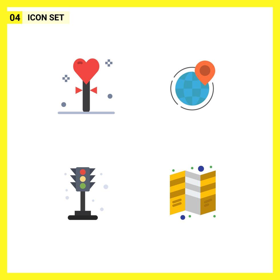 conjunto de iconos planos de interfaz móvil de 4 pictogramas de elementos de diseño vectorial editables de ciudad de negocios de punto de celebración vector