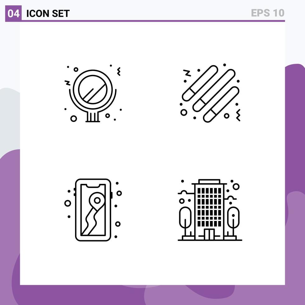 Pictogram Set of 4 Simple Filledline Flat Colors of beauty map drum light stick building Editable Vector Design Elements