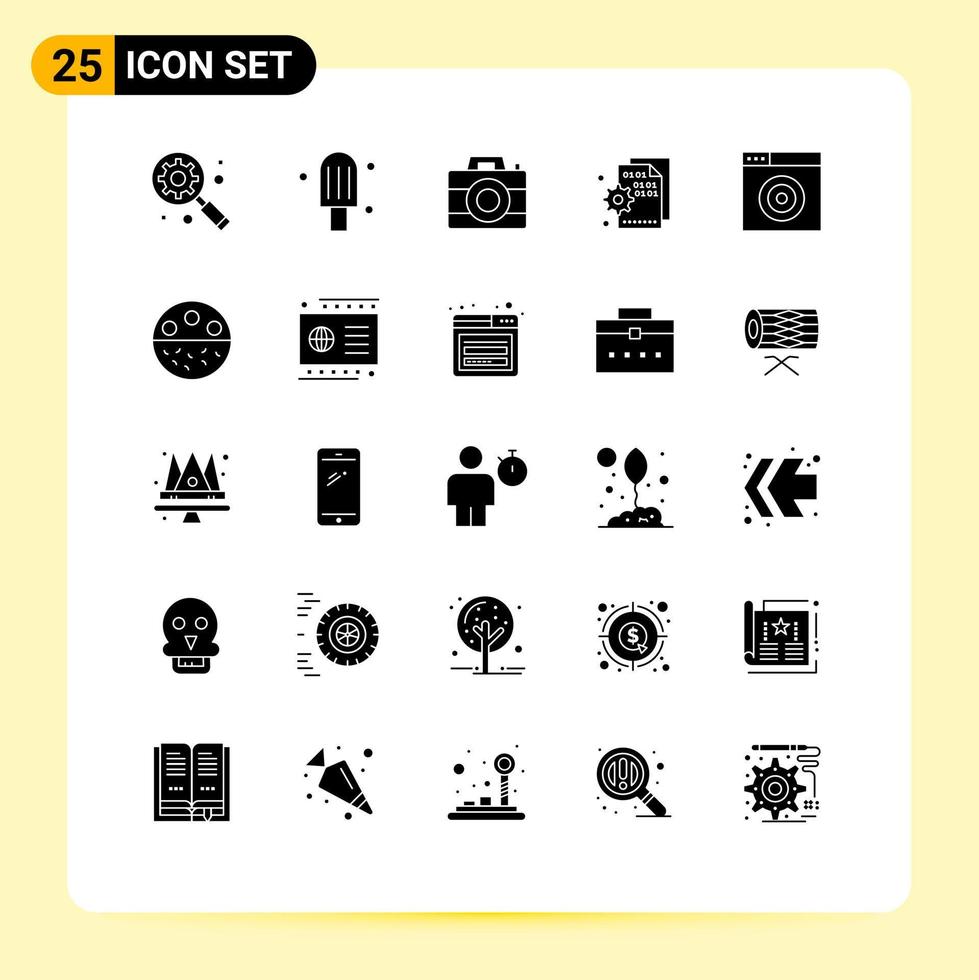 Editable Vector Line Pack of 25 Simple Solid Glyphs of target find digital setting code Editable Vector Design Elements