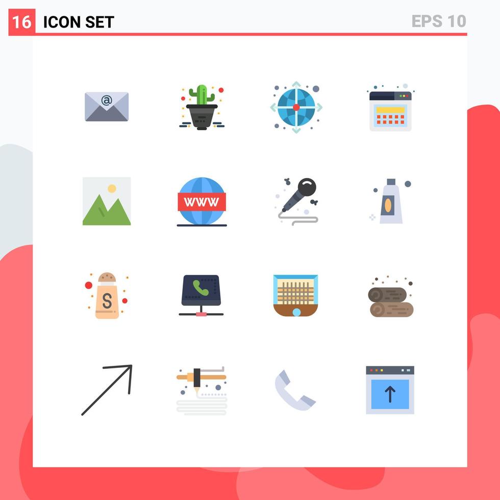 Group of 16 Modern Flat Colors Set for photo furniture internet frame web Editable Pack of Creative Vector Design Elements