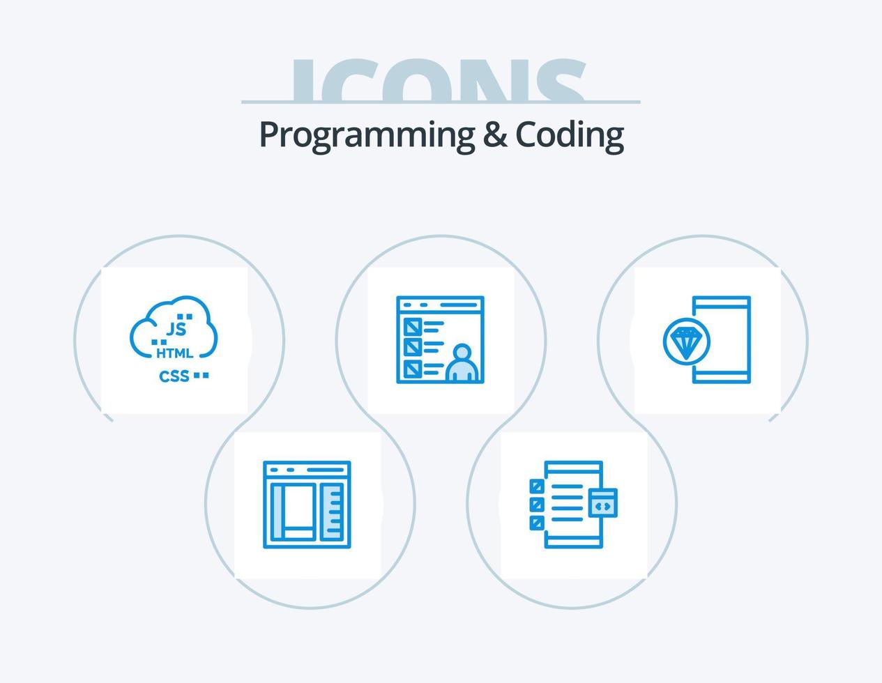 programación y codificación blue icon pack 5 diseño de iconos. codificación. aplicación desarrollo. desarrollo. codificación vector