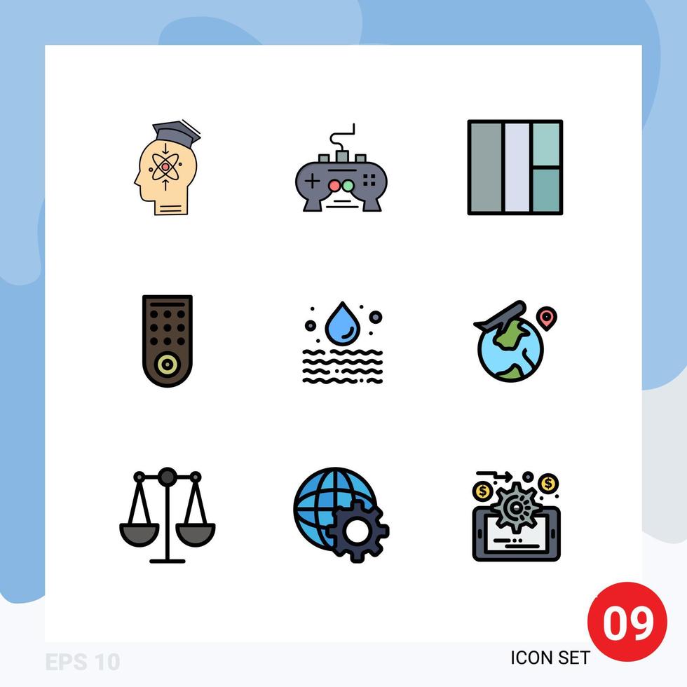 Stock Vector Icon Pack of 9 Line Signs and Symbols for pollution water xbox tv control Editable Vector Design Elements