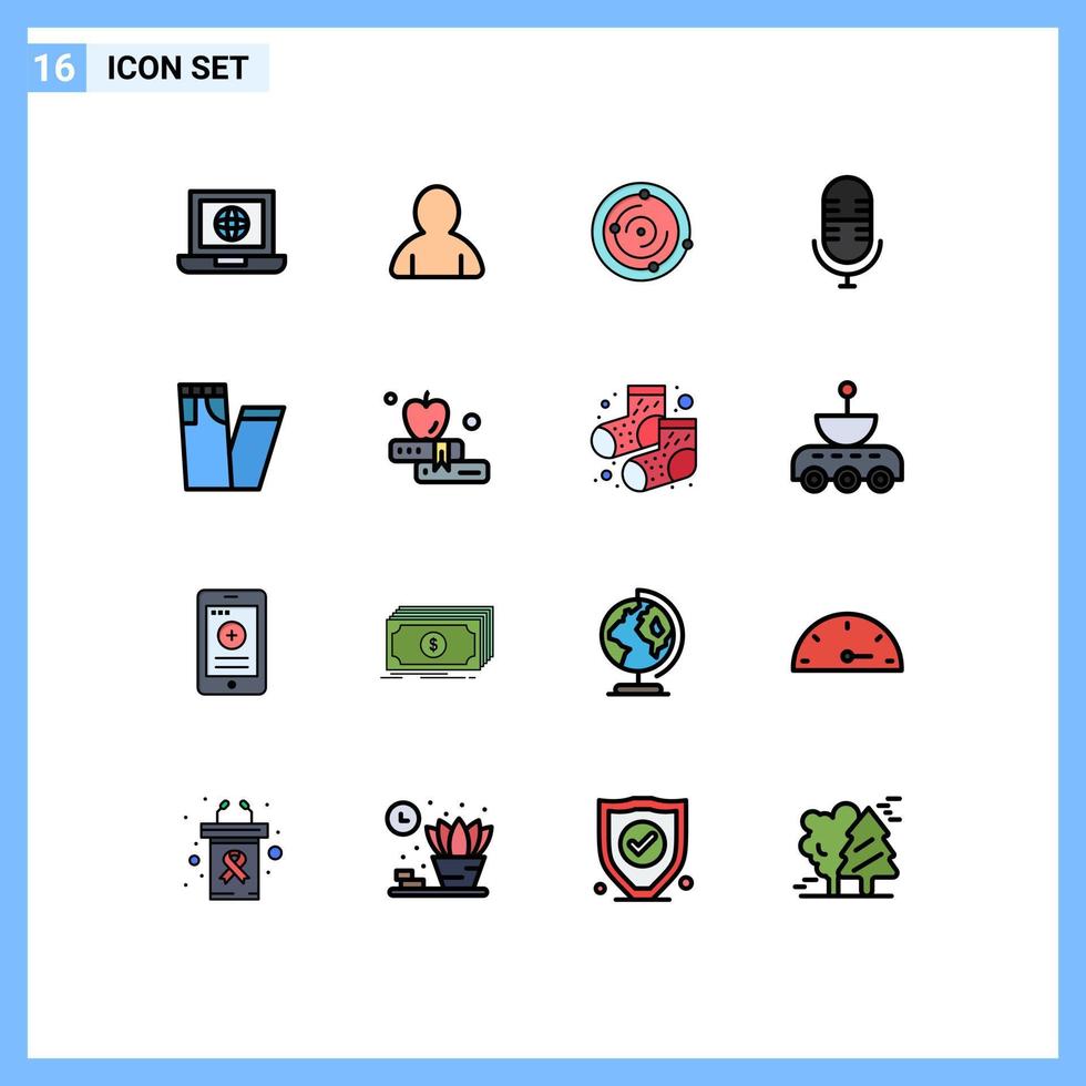 16 Creative Icons Modern Signs and Symbols of apple jeans univers fashion mic Editable Creative Vector Design Elements