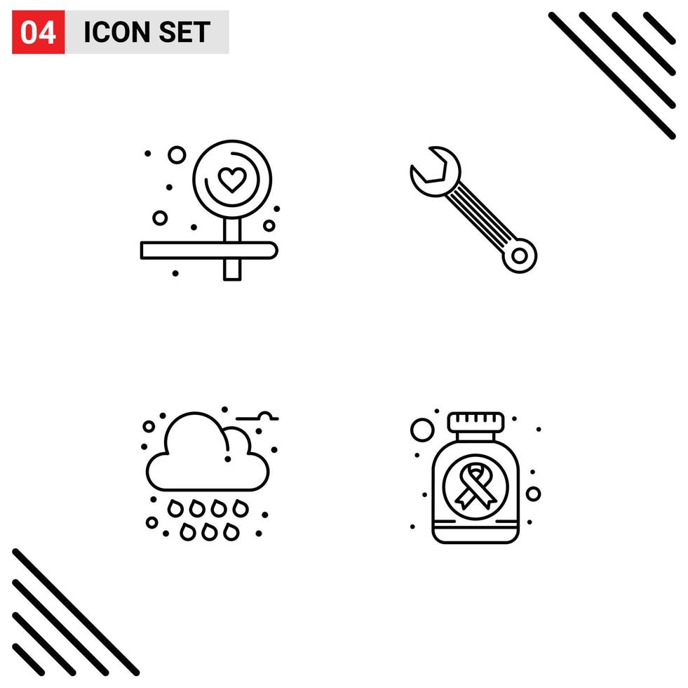 4 Creative Icons Modern Signs and Symbols of board cloud wrench construction weather Editable Vector Design Elements