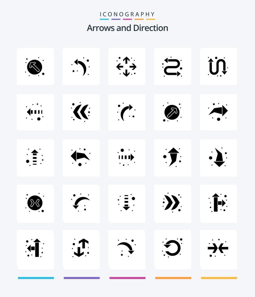 Creative Arrow 25 Glyph Solid Black icon pack  Such As back. left. full screen. direction. watch kit vector